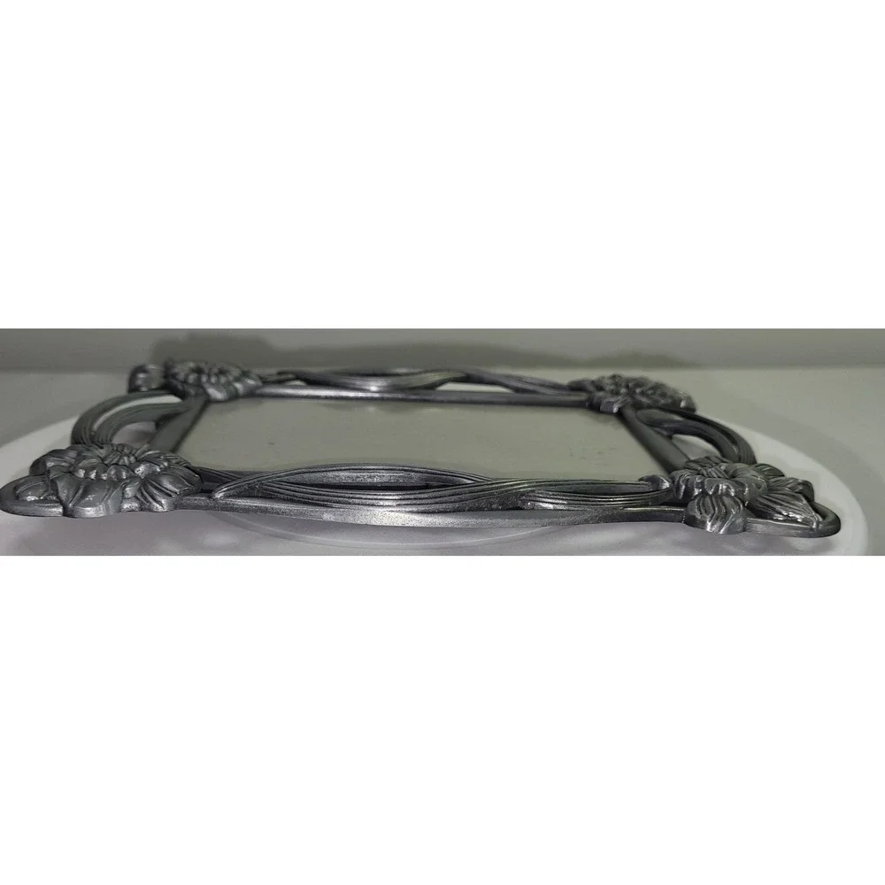 Floral Picture Frame 4x6 Art Nouveau Pewter Silver Tone Vintage